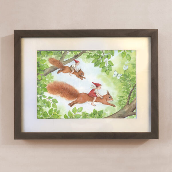 Poster Wichtel mit Eichhörnchen A4